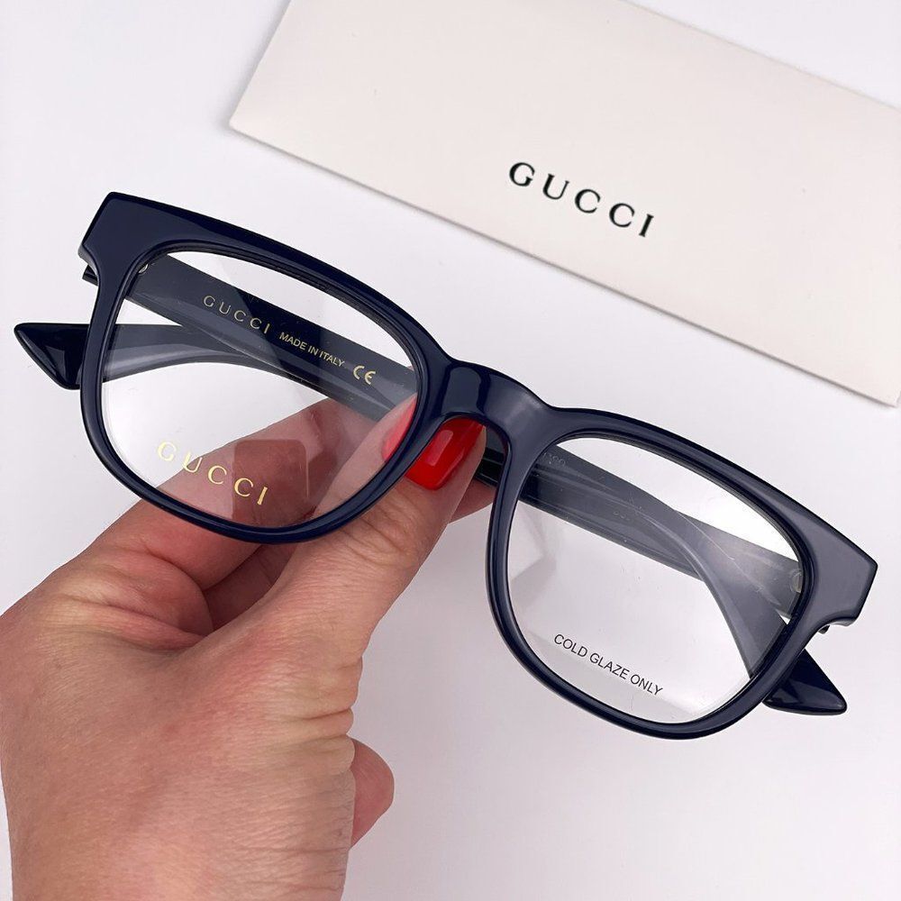 GUCCI GG0764O 003 Eyeglasses Dark Blue Square Women - Picture 2 of 9